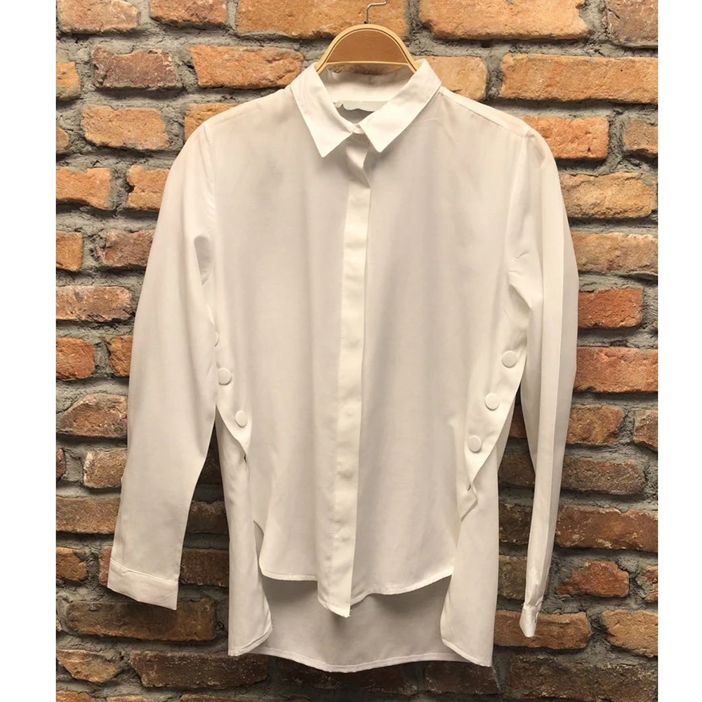 Split Hem Button Detail Tunics Women 5XL Plus Size Chiffon Shirt Casual Turn-down Collar Long Sleeve Women Blouses Summer Tops Split Hem Button Detail Tunics Women 5XL Plus Size Chiffon Shirt Casual Turn-down Collar Long Sleeve Women Blouses Summer Tops