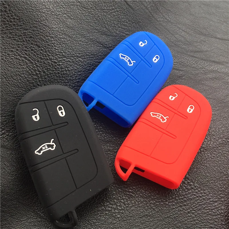 

3 button silicone rubber car key case for Fiat for Jeep Renegade smart key cover car key bag cover