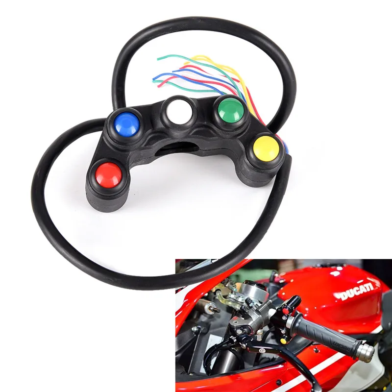 1pc 5 Button Waterproof Motorcycle Switch Button 7/8" Handlebar/Light