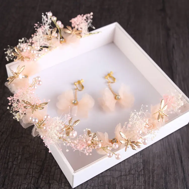 Повязка для волос с сухим цветком невесты|wedding hair accessories|bride headwedding |