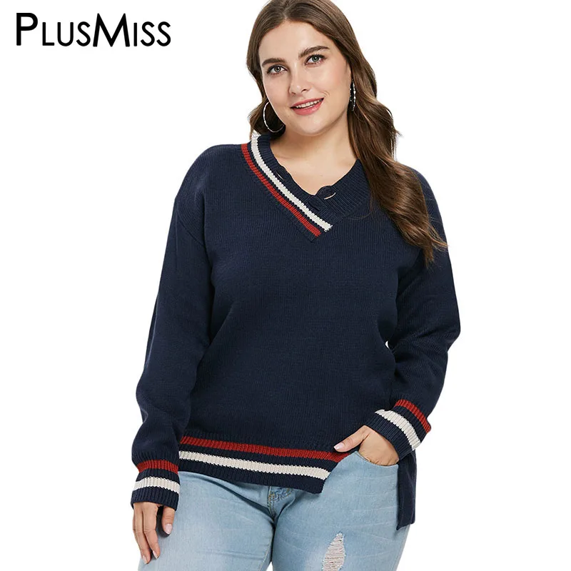 Buy PlusMiss Plus Size XXL Ripped Sweaters Women Pull