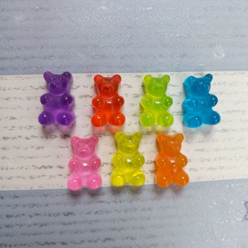 

Tanduzi Wholesale 100PCS Resin Candy Flatback Cabochon Miniature QQ Gummy Candy Cute Bear Design Resin Sugar Dollhouse Food DIY