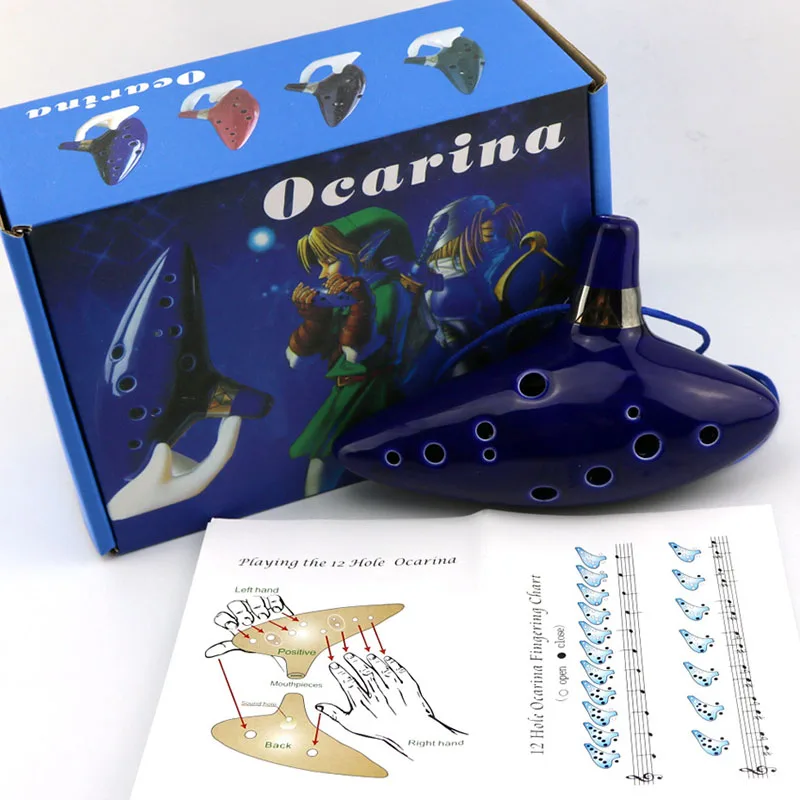 Legend of Zelda 12 fori di Ocarina of Time di link flauto COSPLAY BLU