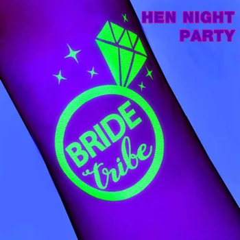 

Newest 10pcs Luminous Tattoo Sticker Bride Team Temporary Tattoos Bridesmaid Hen Night Party Bridal Shower Wedding Decoration