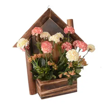 

Wall Hanging Flower Pots Wooden Flower Container Wood Ornamental Hanging Baskets Wall Mount Flowerpots Garden Planter For Wedd