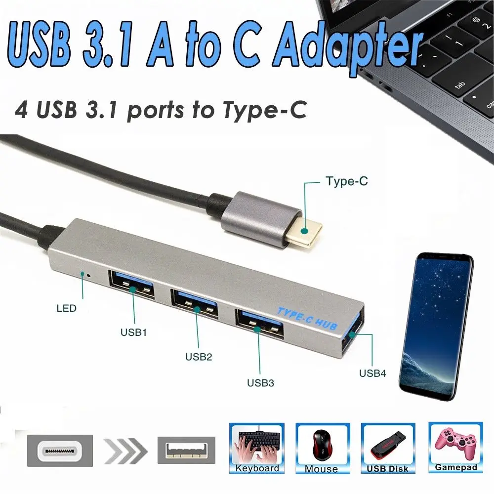 4 в 1 USB концентратор Type C адаптер с 3 портом для Macbook Pro T 809A| |