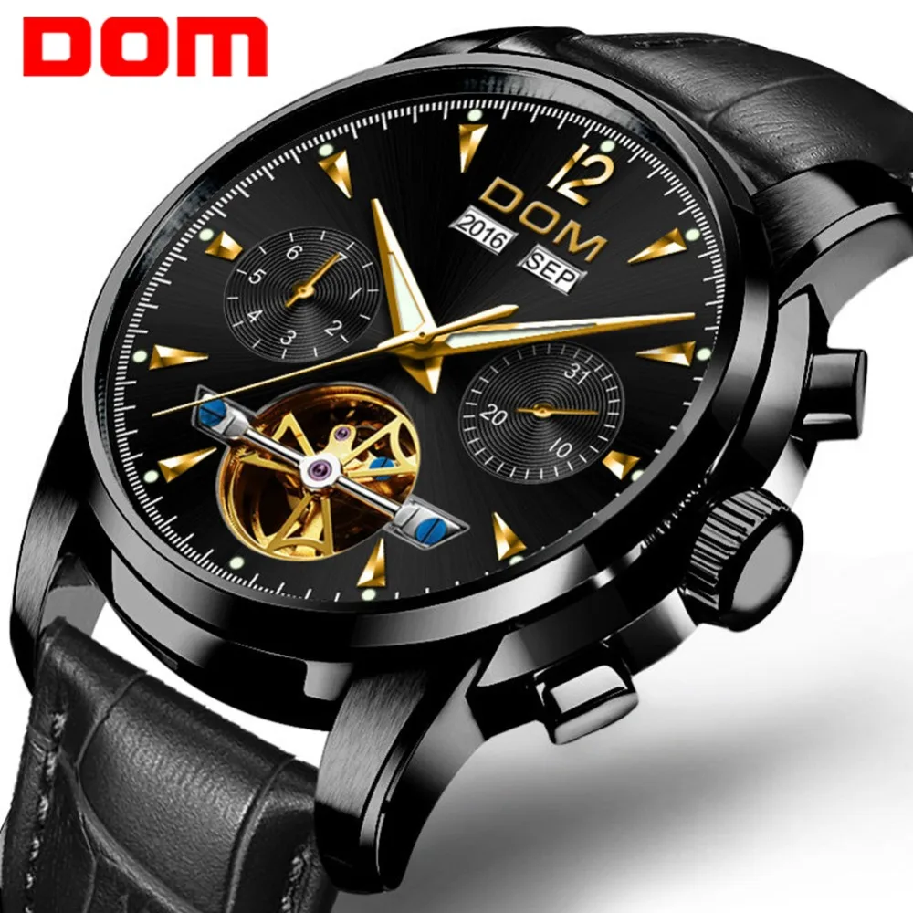 

DOM Men Automatic Mechanical Watches Fashion Brand Waterproof Leather Wrist Watches Male Business Clock Reloj Hombre M-75L-1MW
