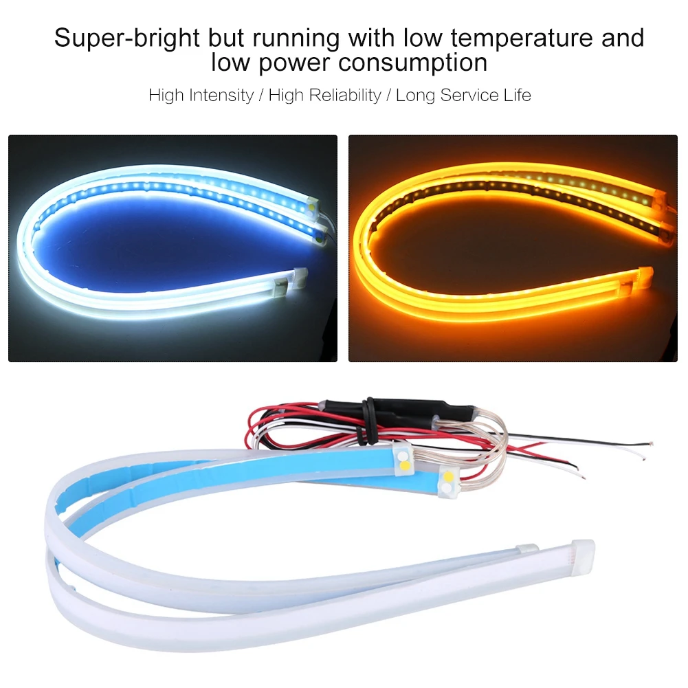 1 пара декоративные огни полосы 12 V желтый+ белый фар дневная лампа гибкие Светодиодные ленты Light универсальный для BMW E46 E90 E92 E87