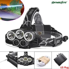 15000LM фары T6 5 светодиодный фар Охота фара Перезаряжаемые 2*18650 Батарея+ USB кабель+ Зарядное устройство