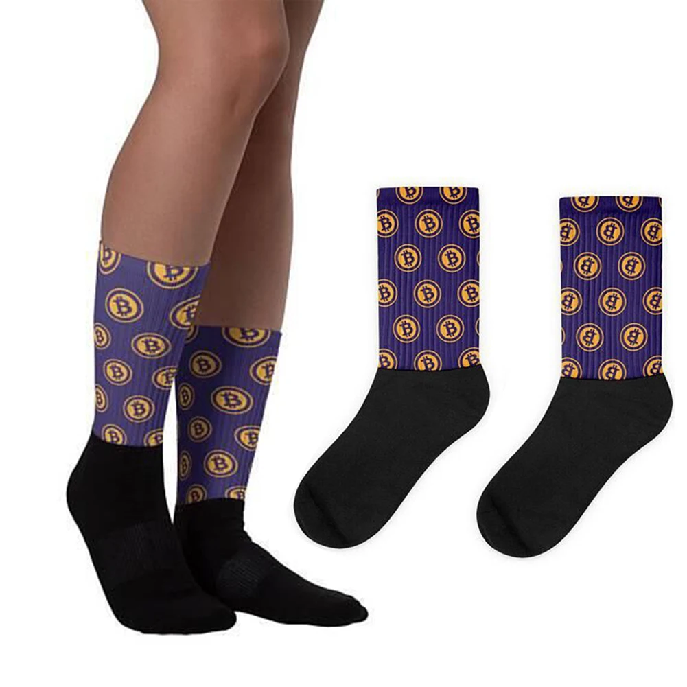 Креативные мужские и женские дышащие носки без пятки с принтом Bitcoin