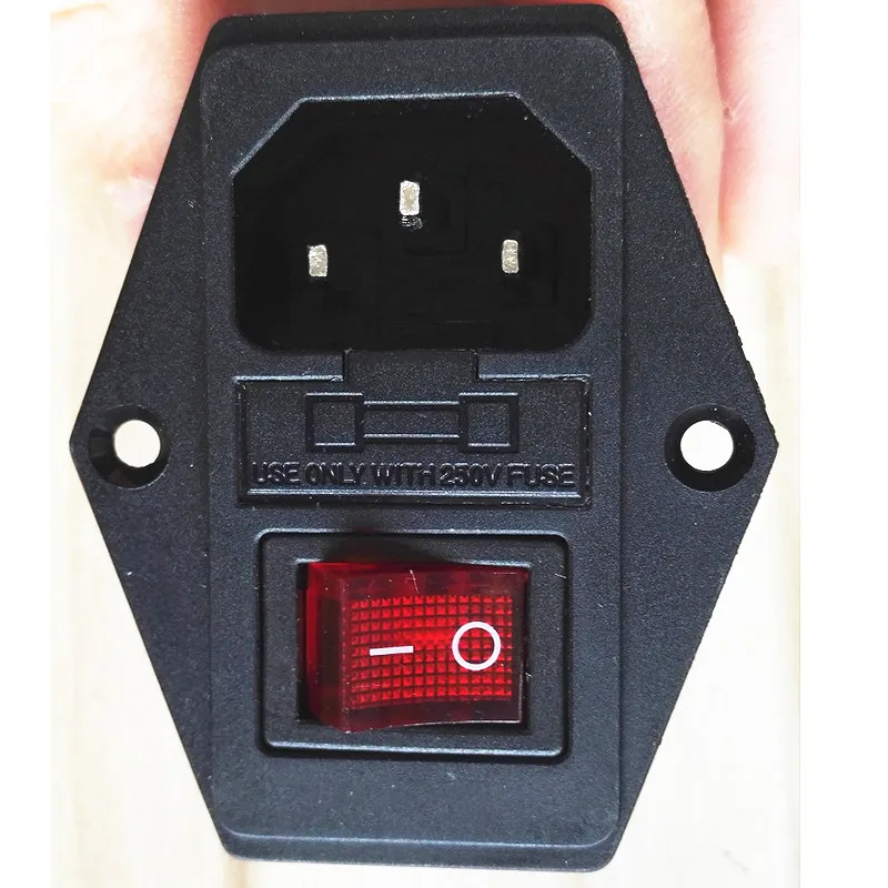 

Red Rocker Switch Fused Power Socket Fuse Power Supply ON OFF Outlet Connector Plug for Spot Welder Machine Accessories