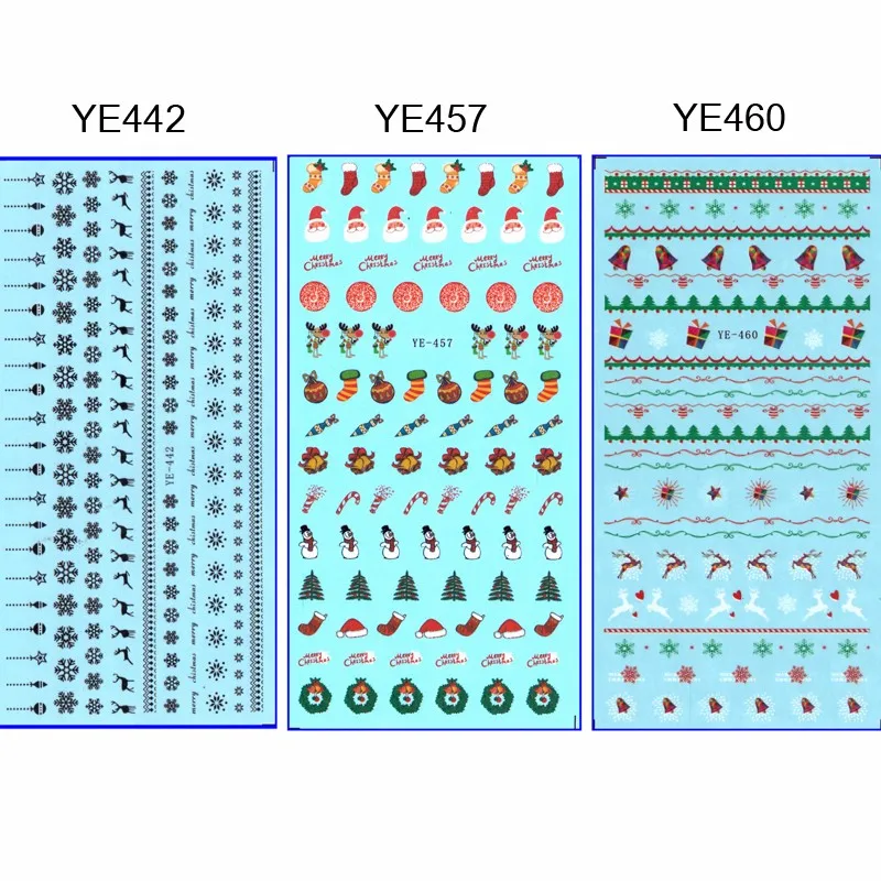 1 лист Рождественская тема наклейки для ногтей Водные Наклейки зимняя Снежинка переводная наклейка s Рождественский Олень Дизайн ногтей слайдер стикер тату украшение