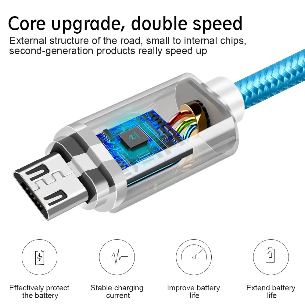 OLAF светодиодный кабель Micro USB для samsung S7 S6 Edge, 1 м, usb-кабель для зарядки и передачи данных, адаптер для Xiaomi Redmi 4X Note4
