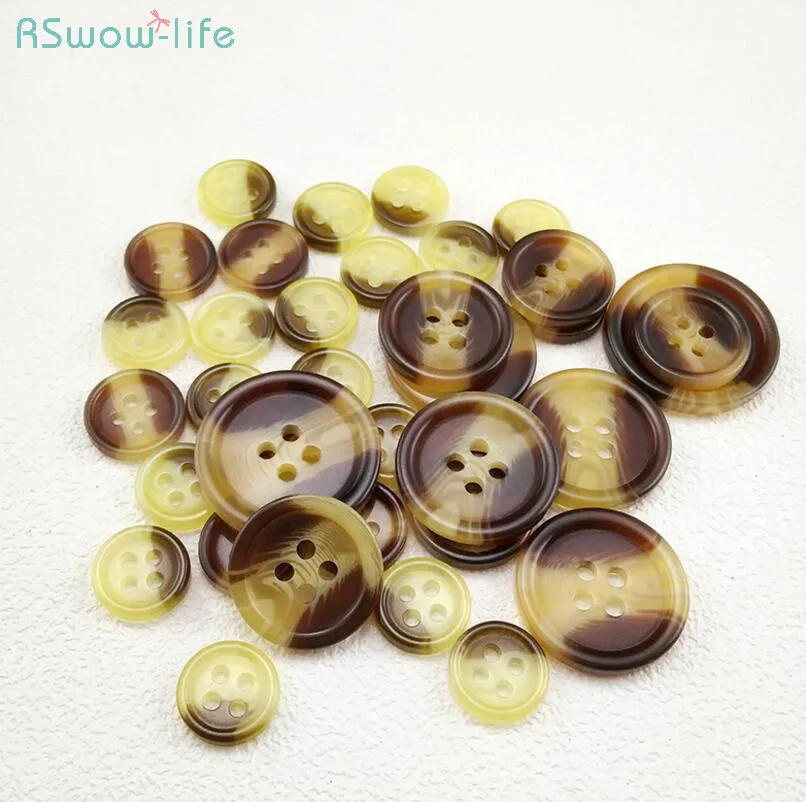

50pcs Resin Buttons High-end Blended Round Buttons with Four Buttons Shirt Buttons DIY Crafts Clothing Sewing Accessories