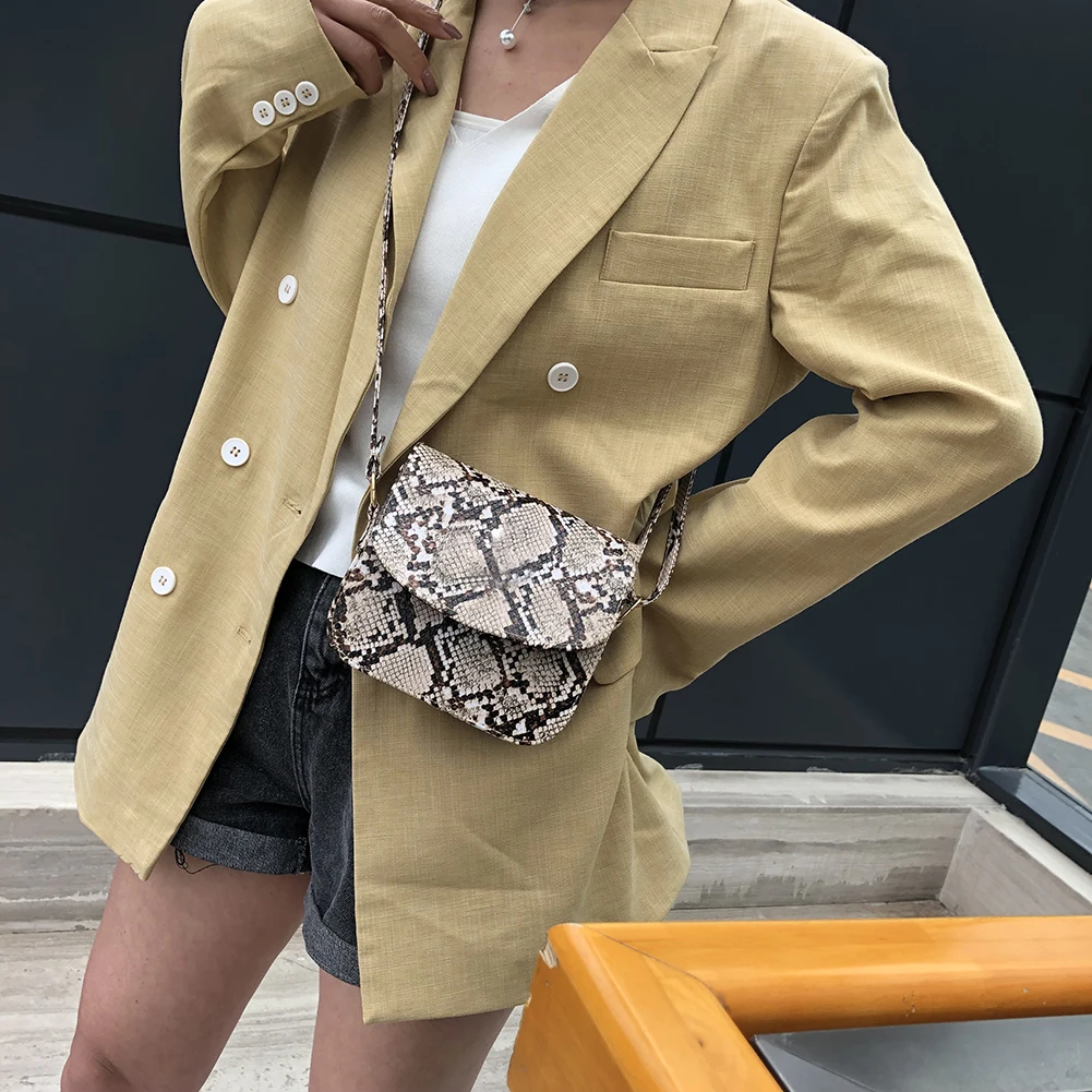

New Small Crossbody Bag For Women Fashion Snake PU Leather Shoulder Bag Female Chain Messenger Bag Phone Pouch Women Brand Bag