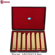 7Pcs set Swan Harmonica 24 Hole Golden color Tremolo Harp with Gift Box Musical Instrument Mouth