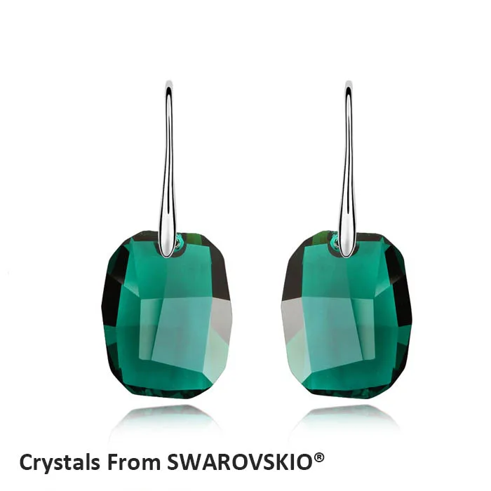 Супер Свадебные висячие серьги с кристаллами от SWAROVSKI большой прямоугольный камень для женщин Роскошные модные ювелирные изделия 6 цветов - Окраска металла: Emerald