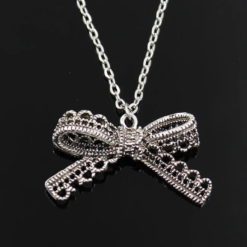 

Simple Classic fashion bow-knot bow Antique Silver Pendant Girl Short Long Chain Necklaces Jewelry for women
