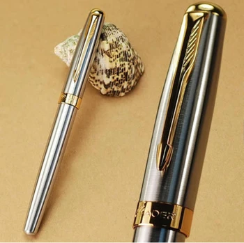 

Baoer 388 High Quality Silver and black Metal Fountain Pen with office & School Supplies writing smooth brand ink pens