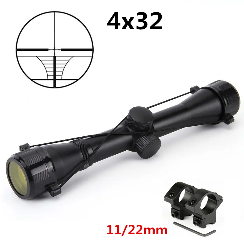 

Free Shipping 4X32 Sniper Telescopic Scope Sight Riflescope with 11/20MM Rail Mount for Outdoor Hunting Lens Crosshair Scope