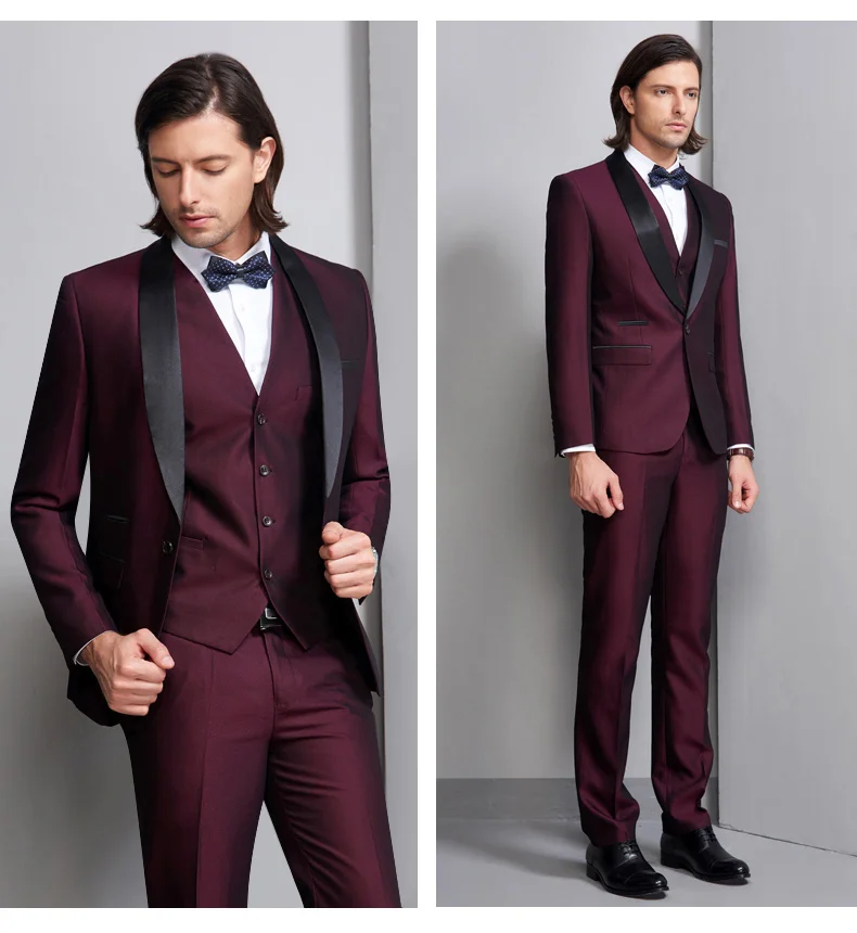 Grey Silver Mens Suits Wedding Suits for Groom Tuxedos(Jacket+Pants+Vest) Three Pieces Groomsmen Suits Regular Big Sizes - Цвет: picture style color