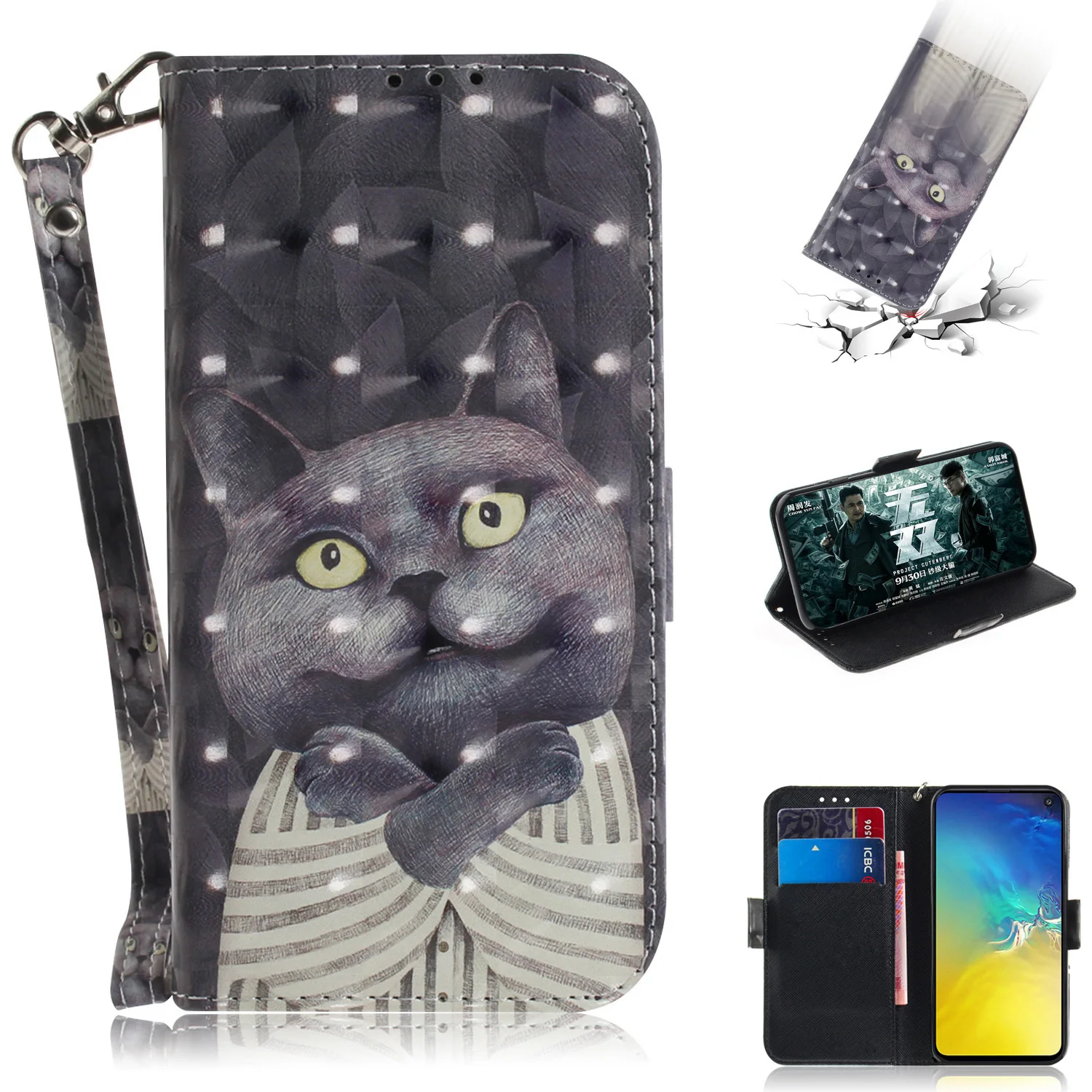 

S10E Case For Galaxy S10 S7 Cover 3D Pattern Leather Bracket Cute Cartoon Case For Galaxy S10 Plus S7 Edge S7 S10 Lite Cover