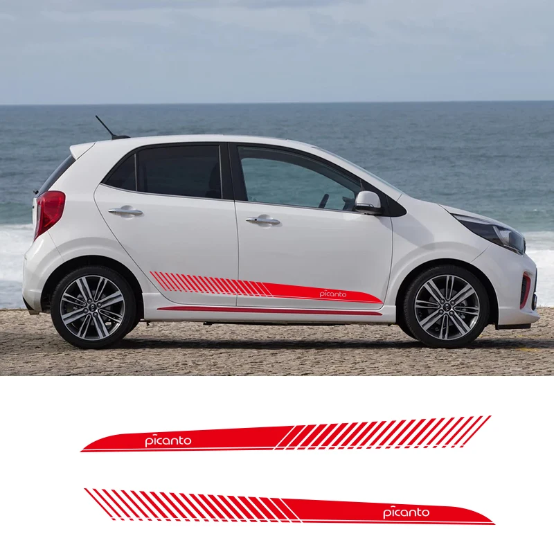  2 Sides Car Graphics Vinyl Side Stripes Auto Sticker Decals Car Styling For Kia Picanto Car Styling