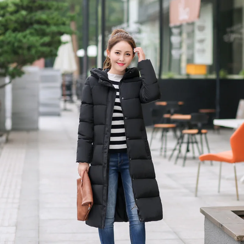 Hooded Colorful Winter Down Coat Jacket Long Warm Women Casaco Feminino Abrigos Mujer Invierno Parkas Outwear Coats Ru50 - Цвет: black