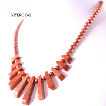 

Free Shipping New without tags Fashion Jewelry Natural Stone Beads Gold Sandstone Necklace 18" 1Pcs RE150