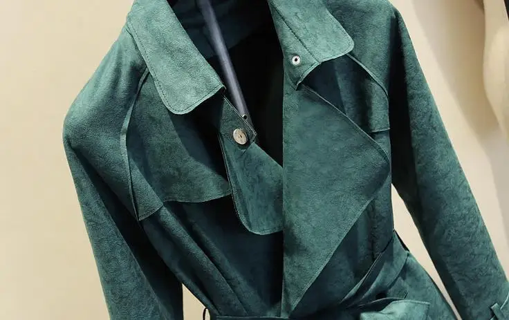 Cardigan Manteau Pour Daim Mujer Pardessus Femmes Abrigo En Tranchée Blue pink Femelle Outwear Longue 2018 Green Élégant Vert Printemps dark Gray Mince navy WcfaqFp