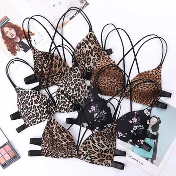 

Women's bra sexy lingerie Leopard flower pattern brassiere female casual bralette push up wire free bra women intimate 2019