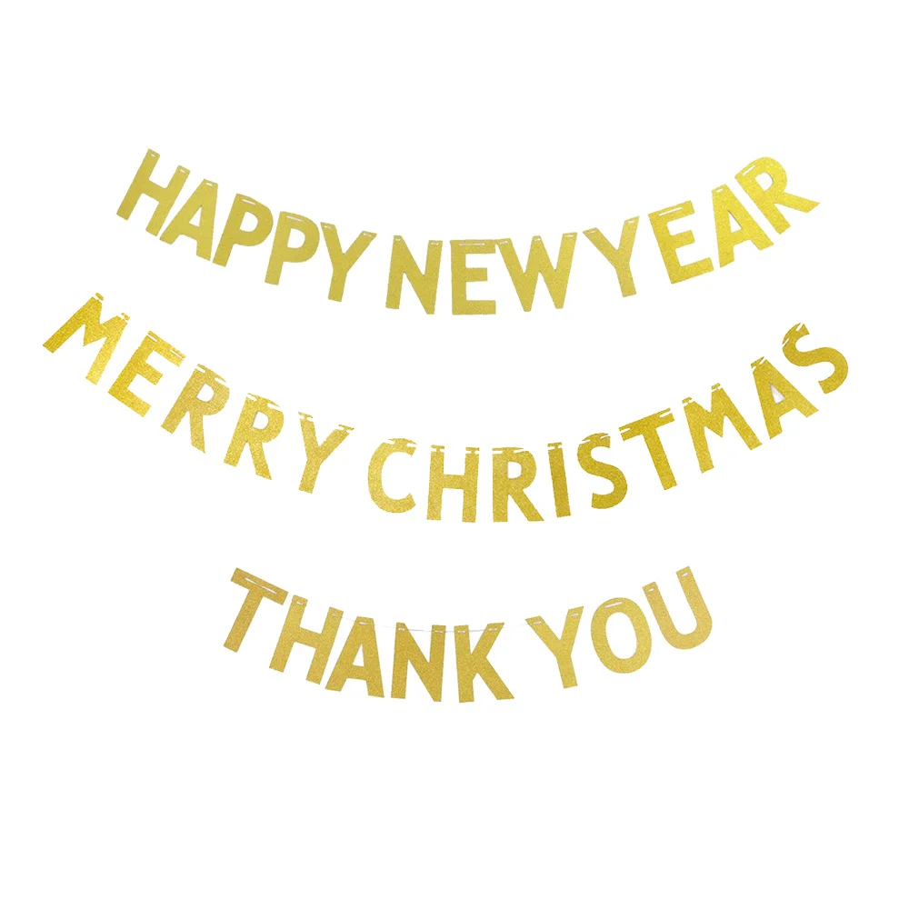

Hot Sale 1Set DIY Glitter Letter Merry Christmas Gold Hanging Paper Banner For New Year Party Decoration Paper Crafts Ornament