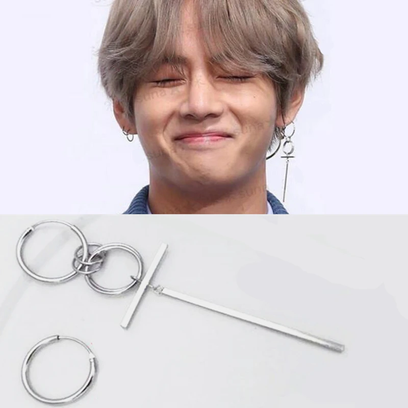 Поп-Jewelry корейский BTS Bangtan Обувь для мальчиков альбом V ДНК серебро Серьги-гвоздики для Для женщин Винтаж длинные Для мужчин Серьги геометрический Лидер продаж Подарите небольшой подарок