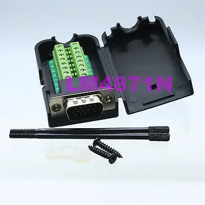 

Hot Factory Direct Wholesale DB15 DSUB VGA plug 3+9pin Terminal Breakout PCB Connector COVER HOOD screw black