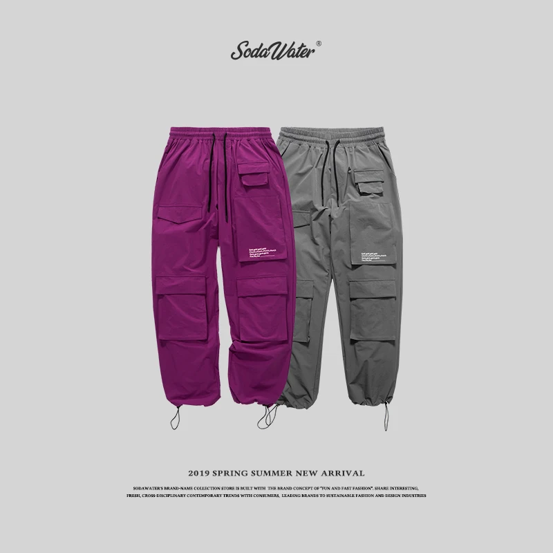 Газированной воды 2019 Для мужчин модные штаны Повседневное брюки Для мужчин джоггеры ветронепроницаемые брюки Loose Fit марки одежда 8853 W