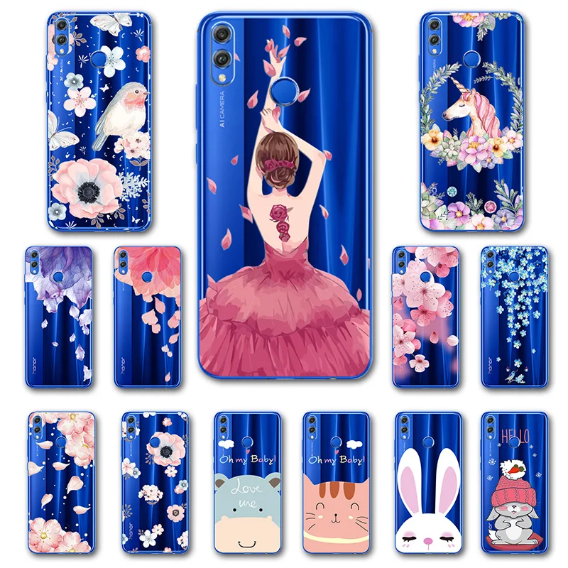 

Phone Case For Huawei Honor 8X Case Lace 3D Relief Silicone Cartoon Ballet Girl Y 9 2018 7X Mobile Back Cover For Huawei Y9 2019