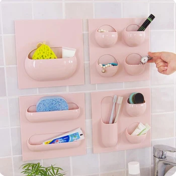 

1 Sets Simple and Stylish Paste Style Shelves Sticky Wall Toothbrush Holder Storage Finishing Frame Bathroom Storage Rack Repeat