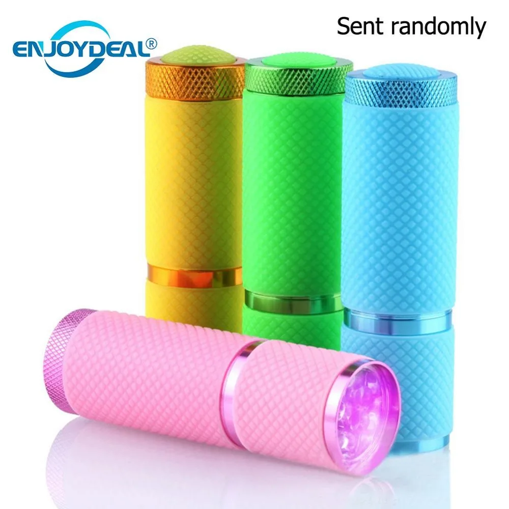 

Portable Multifunction Aluminum Mini UV Violet 9 LED Flashlight 395nm Gel Curing Lamp Nail Dryer Torch For AAA Battery