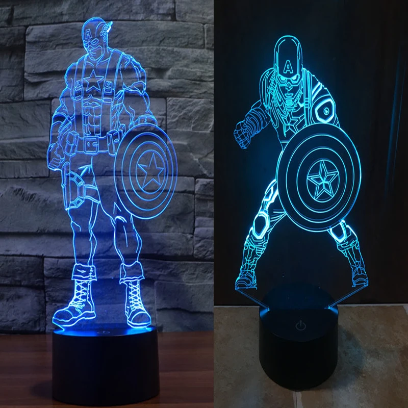 

Marvel Hero 3D LED Night Light Avengers: Infinity War Captain America USB LED Table lamp by senor touch control and 3*AAA