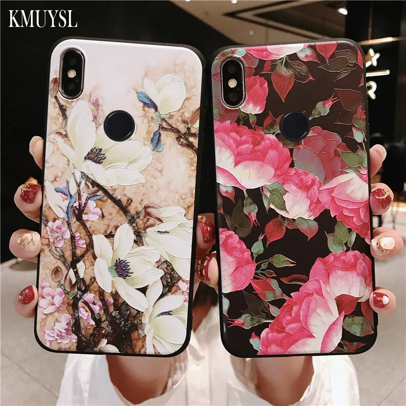 

3D Relief Flower Silicone Case For Xiaomi Redmi 7 Note 7 Pro Note 5 6 Pro 6A 4X Soft Cover For Xiaomi Mi 9 SE Mi 8 A1 A2 6X Capa