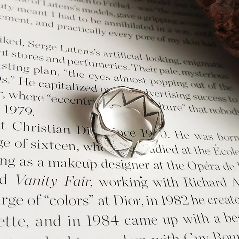 CosFecit Silver 925 Ring Women Big Trendy Opening Ring Female Silver 925 Jewelry Korean Design Silver Rings Vintage Woman Party  (3)