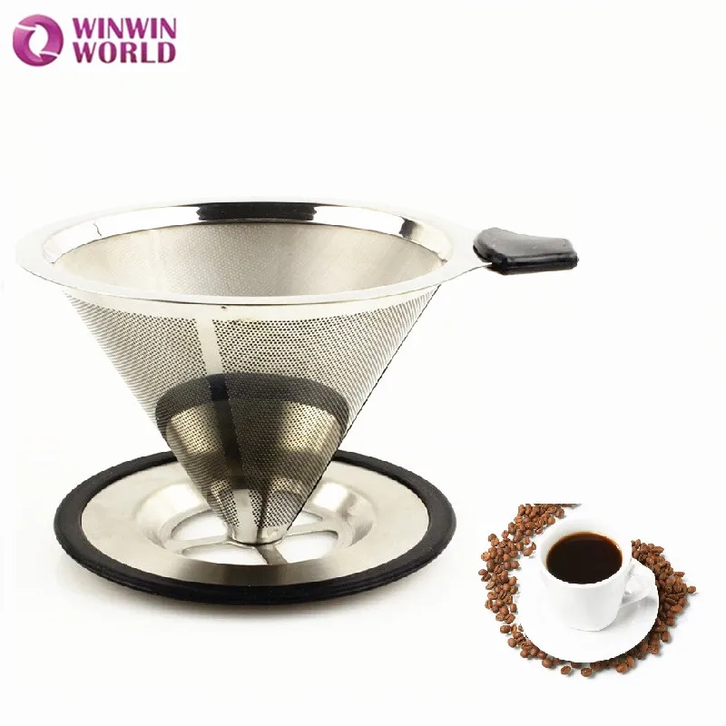 2 Cups V type stainless Steel 304 coffee filter espresso accessories