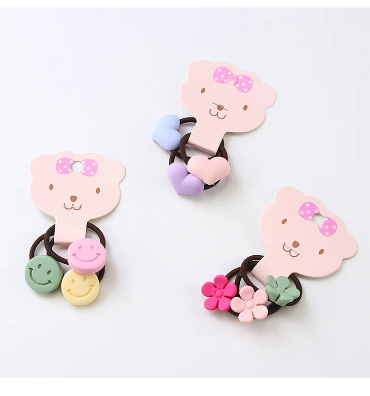 3Pcs/Set Good Quality Candy Colors Cartoon Acrylic Girls Elastic Rubber Bands Cute Hair Bands Ponytail Holder Hair Accessories