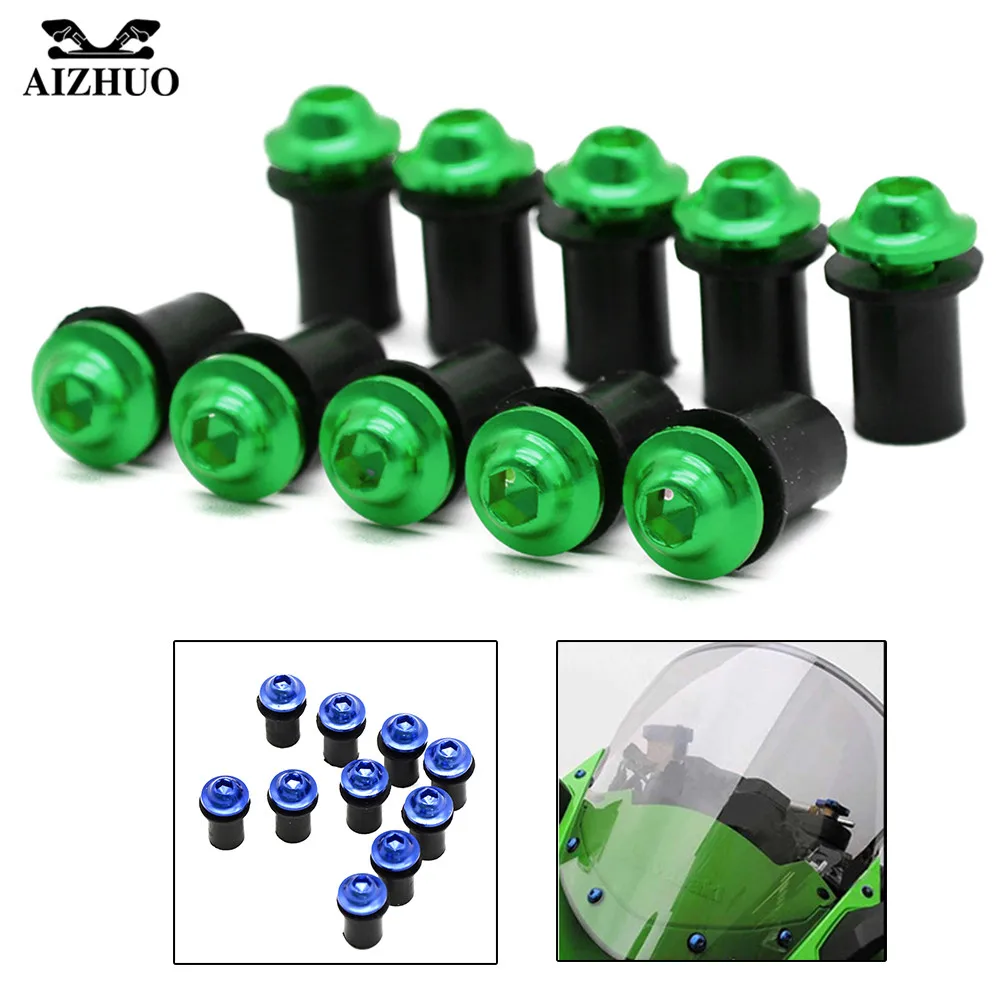 5mm Motorcycle Windshiled Screws Bolts Windscreen Spike Bolts Nuts For KAWASAKI VERSYS 650cc ZRX1100 ZX11 ZX9 ZX7R ZZR1200 ER-5