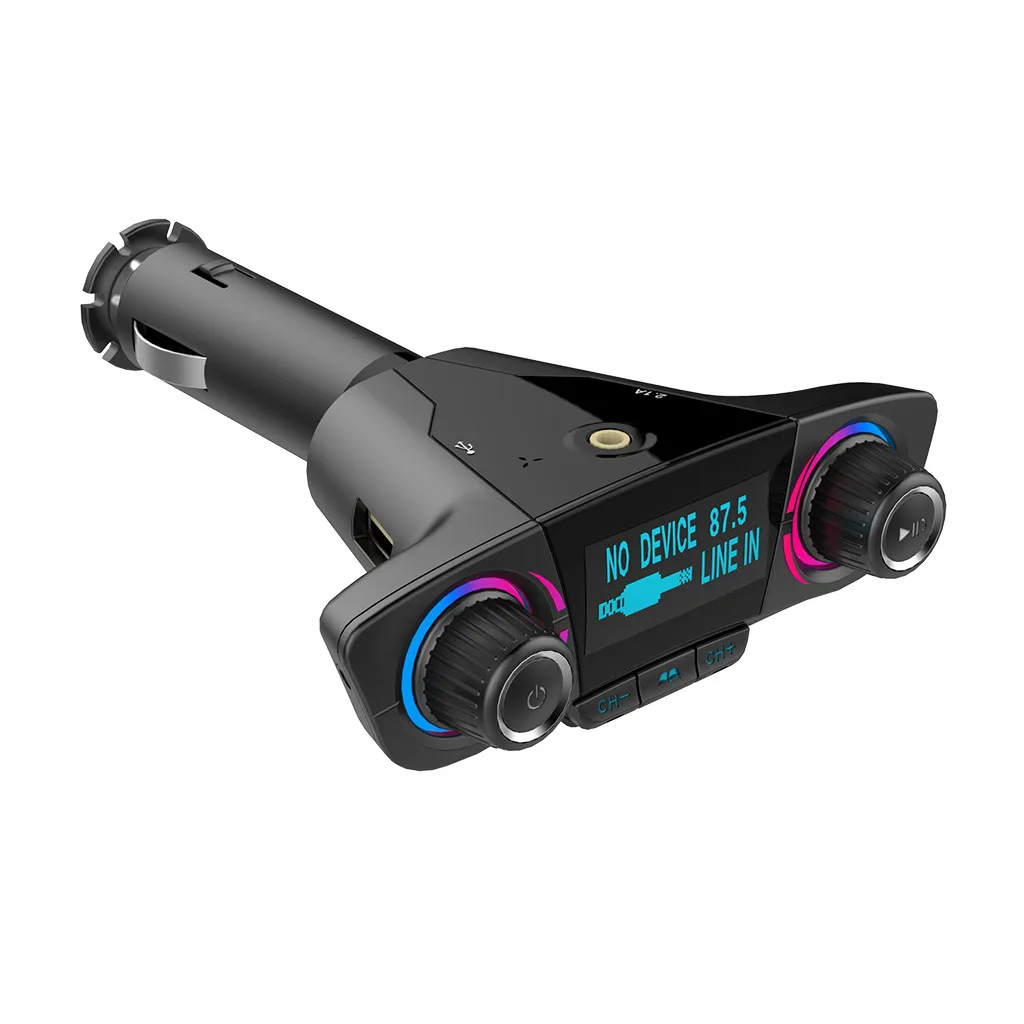 Multifunction Hands-free 12-24V Big Screen Display Voltage Double Button Car Bluetooth MP3 FM Transmitter Vintage Radio Car Auto