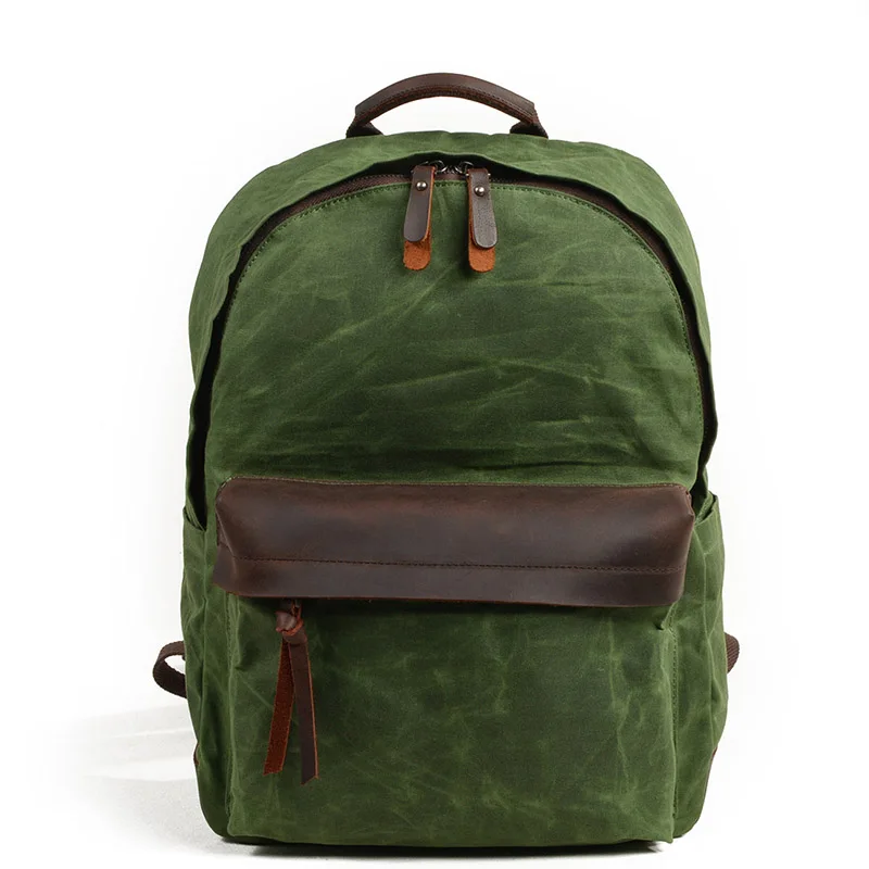 

Korean version cloth bag men's oil wax canvas bag leisure outdoor large capacity shoulder backpack manufacturer direct sales