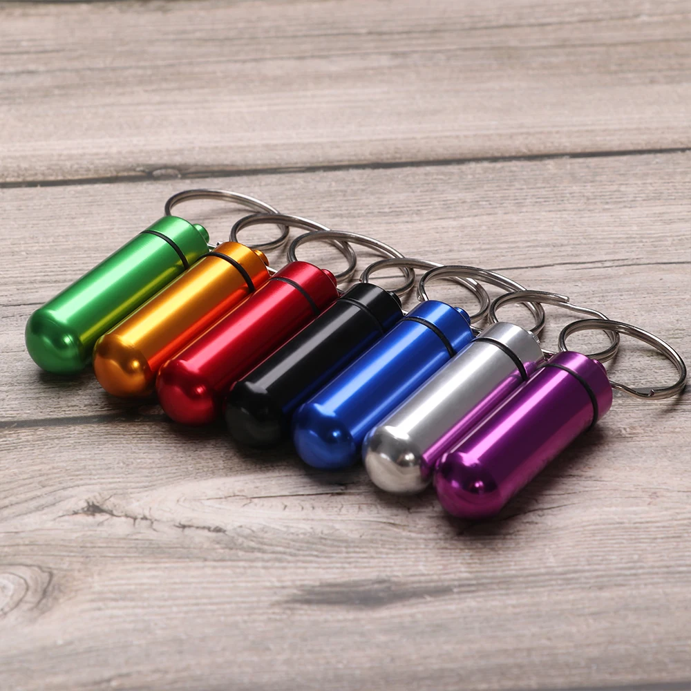 

1 PC Waterproof Travel Medicine Box Container Keychain Tool Capsule Bottle Key Ring Chain Portable Pill Holder Case Medicine Box