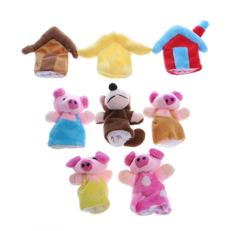 1 комплект/8 шт., Детские Три поросенка, пальчиковые куклы, детские развивающие ручные игрушки из «Истории игрушек», подарок для детей