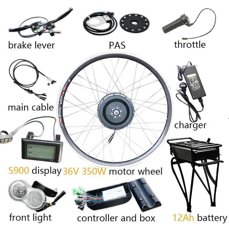 36 в 250 Вт 350 Вт 500 Вт Электрический мотор колеса Электрический велосипед комплект с батареей 10А 12Ач Ebike конверсионный комплект Электродвигатель для велосипеда - Цвет: 350W 36V 12Ah S900