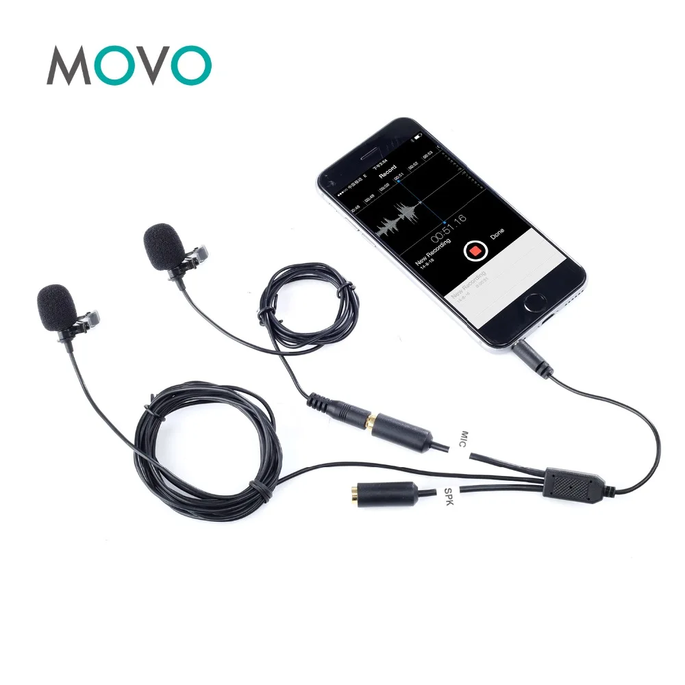 

Movo PM20-S Executive Lavalier Clip-on Interview Microphone with Secondary Mic & Headphone Monitoring Input for most Smartphone